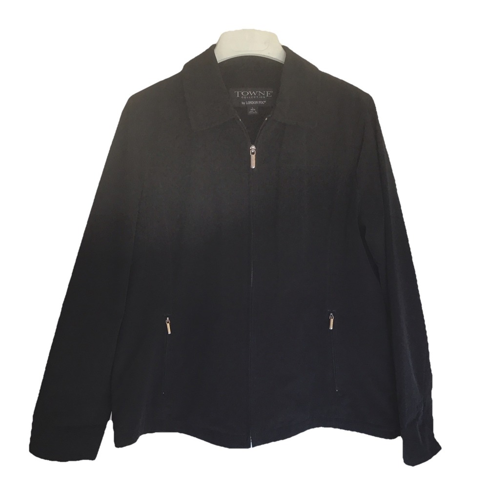 London Fog Towne Collection Women's Black Rain Jacket Coat Size Large